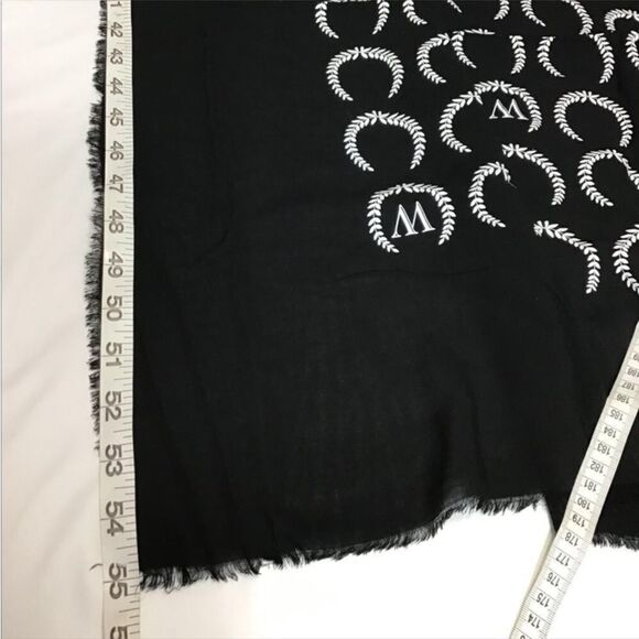 Wildfox Couture Scarf/Wrap Laurel Black Frayed Hem Signature W Crest Scarf/Wrap - Picture 5 of 5